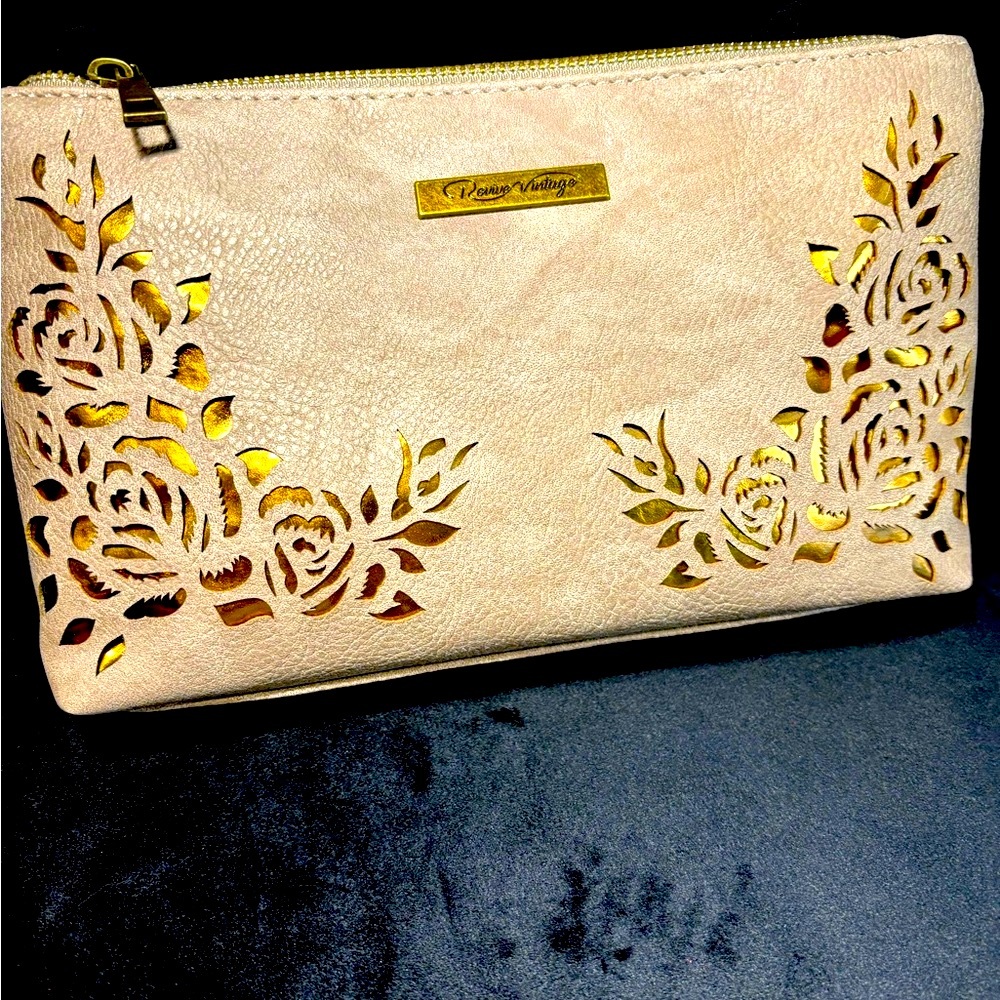 Gray Clutch with Gold Accents , 11 x 6”